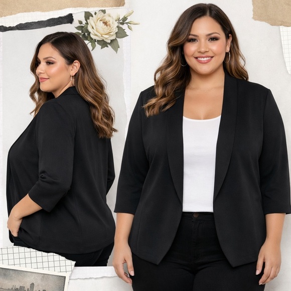 Love Scarlett Black Open Front Blazer Jacket Size 2X NWT - Picture 7 of 12